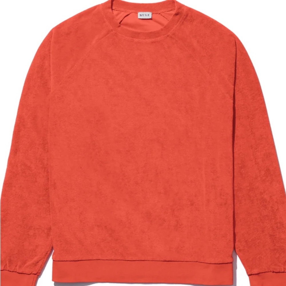 Terry cloth lightweight towel sweatshirt tomato red color worn twice